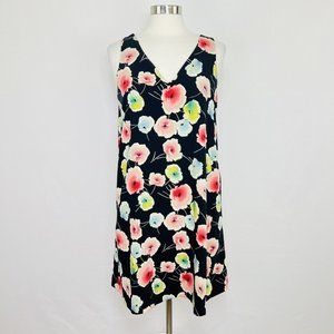 Lauren Ralph Lauren Womens 10 Dress Shift Black Pink Blue Floral Pockets #X